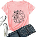 Mental Health Awareness Shirt Women-Brain Flower Tshirt Women Neuro Diversity Tee Tops Motivational Short Sleeve