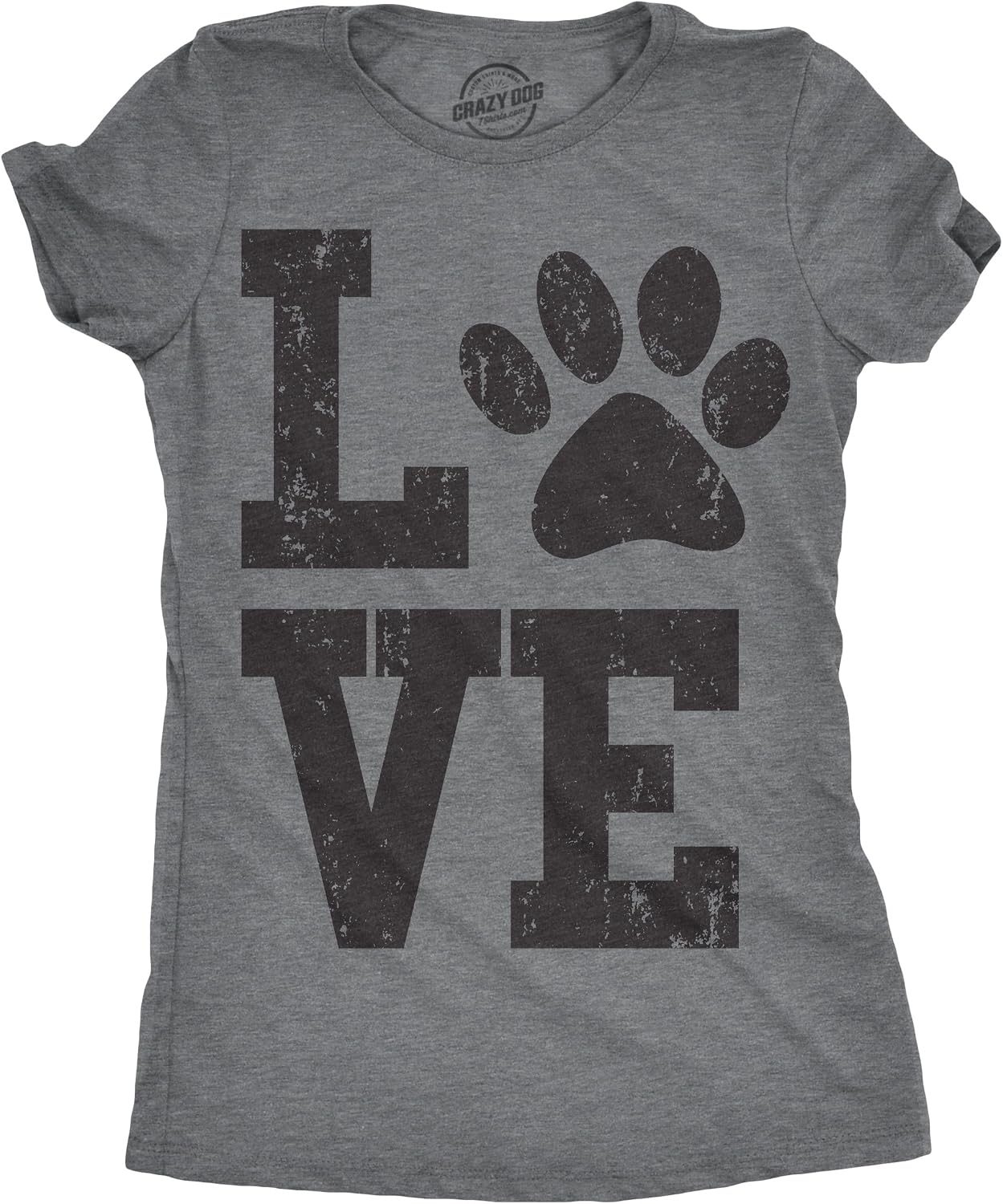 Womens Love Paw T Shirt for Dog Mom Pet Lover Cool Funny Graphic Tee