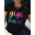 95% Polyester WB shield% Elastane Casual Crew Neck T-Shirt with Gigi Alphabet Print, Spiky hair fighters Season Comfort...