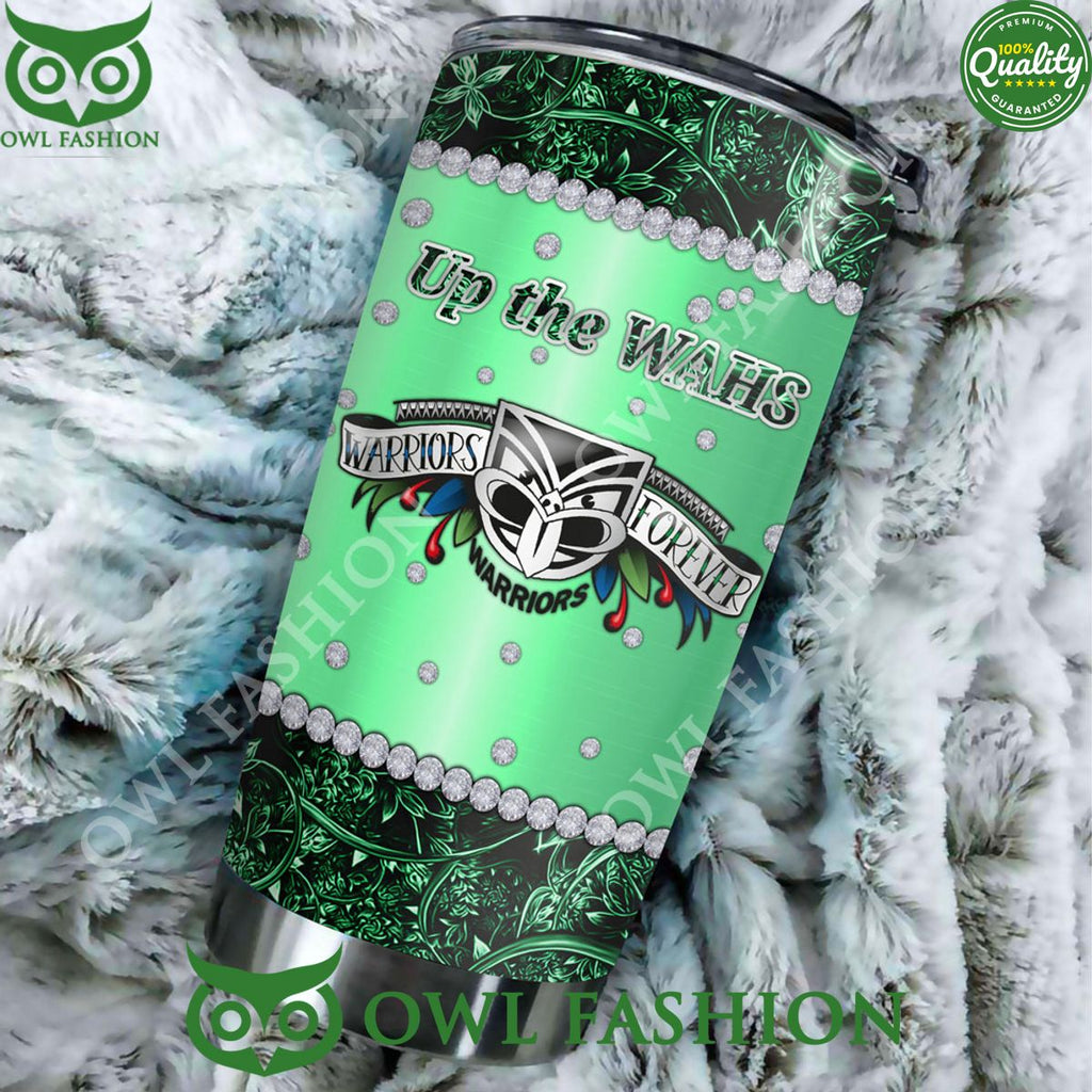 Personalized New Zealand Warriors Green Pattern Tumbler Cup