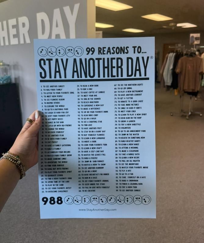 99 Reasons To Stay Another Day Mental Health Awareness Baby Blue Poster T-Shirts, Hoodie, Sweatshirt | RetroVerseTees.com