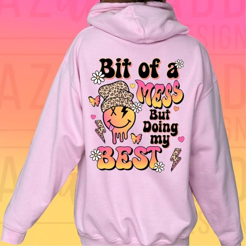 A Bit of a Mess but doing My best Crewneck Sweatshirt Casual Soft T-Shirts, Hoodie | RetroVerseTees.com