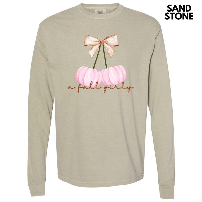 A Fall Girly Pumpkins Long Sleeve Comfort Colors T-Shirt 'NLB' Hoodie, Sweatshirt | RetroVerseTees.com