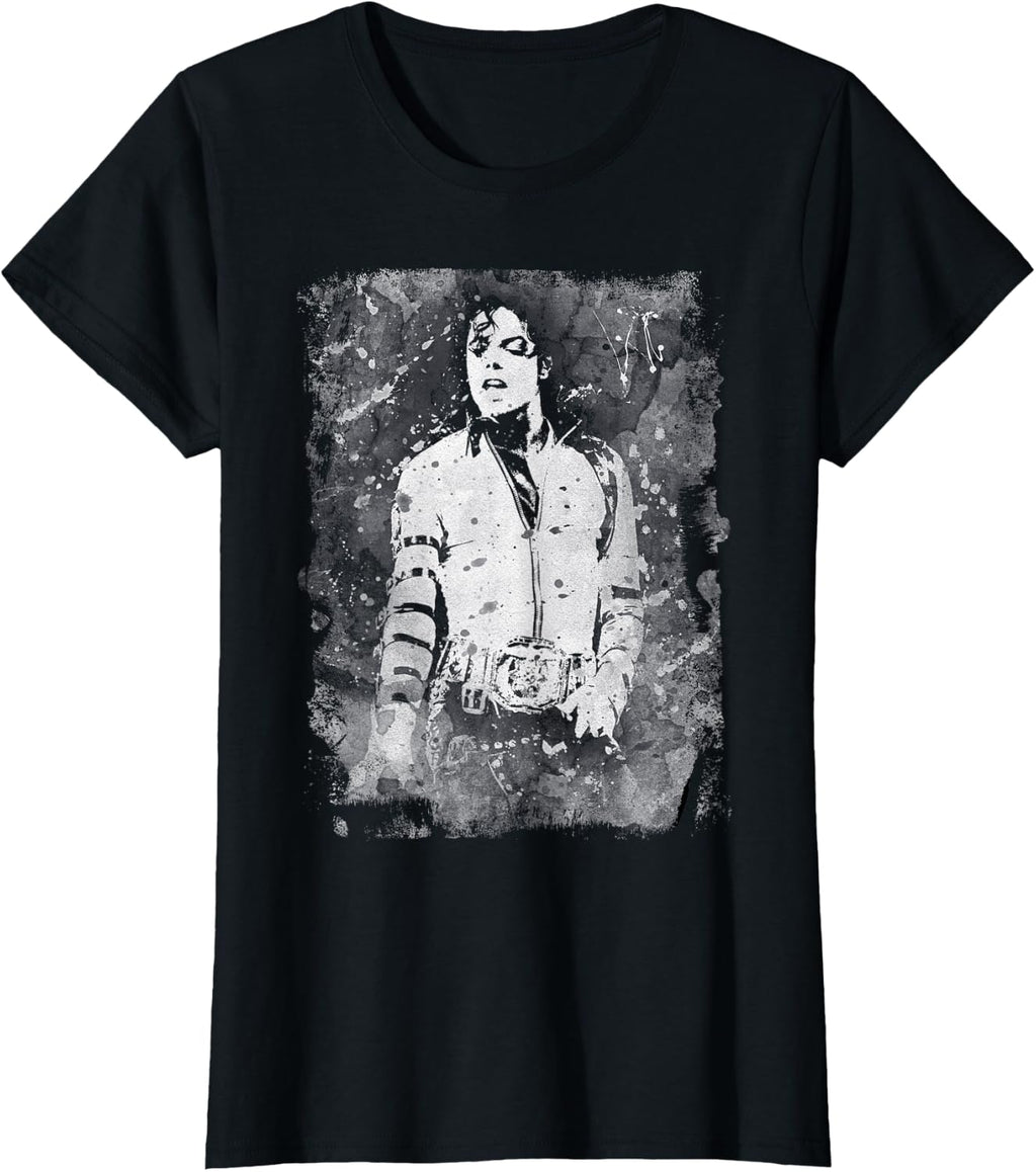 Michael Jackson Bad World Tour 1988 Black and White Splatter T-Shirt