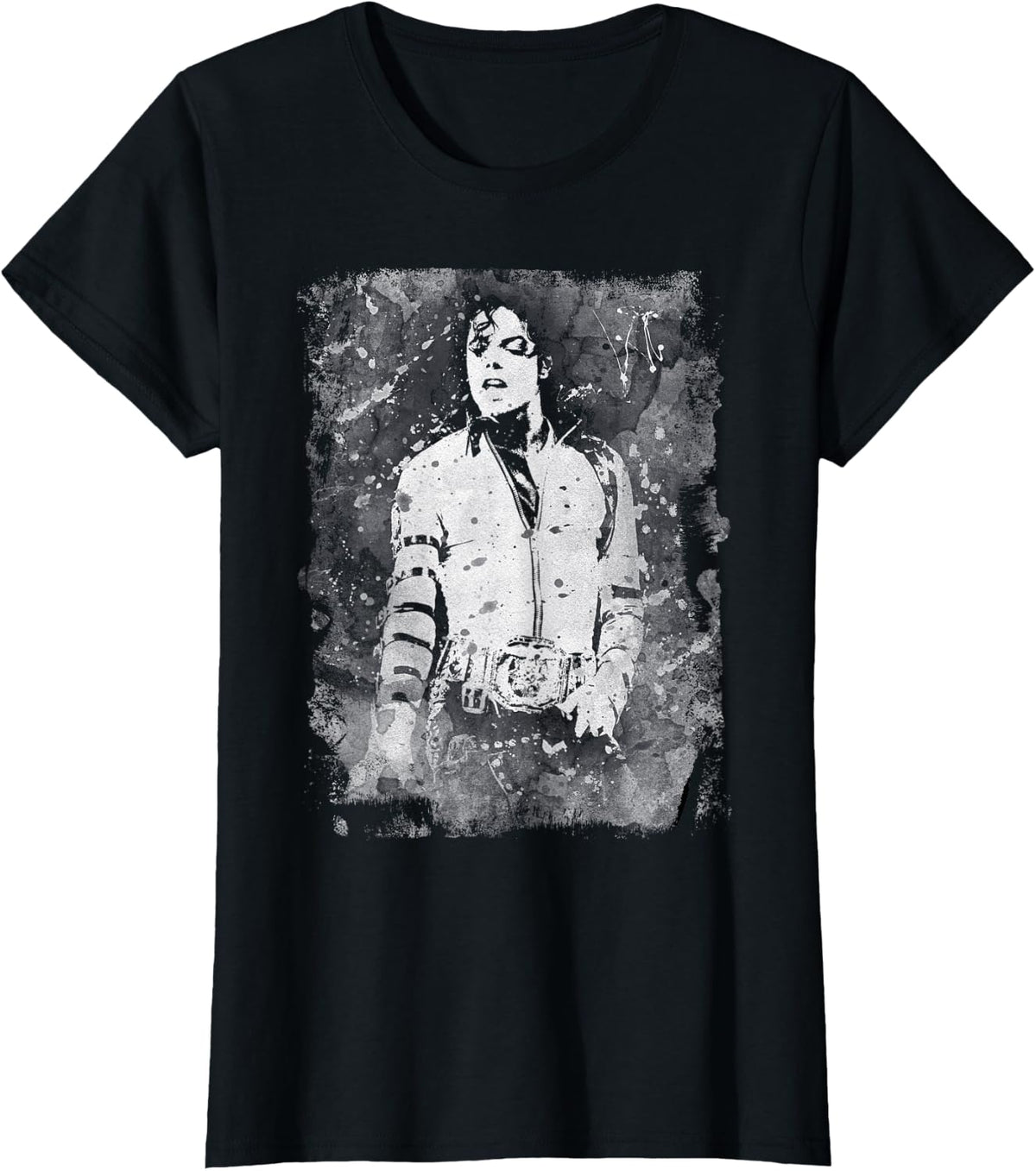Michael Jackson Bad World Tour 1988 Black and White Splatter T-Shirt