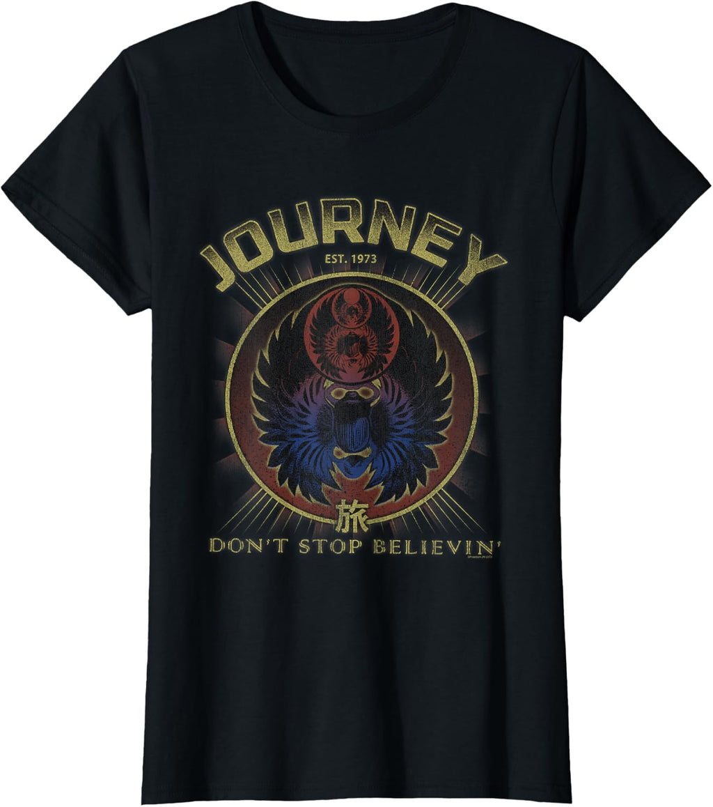 Gold Don't Stop Believin' Scarab Logo Vintage Band T-Shirt
