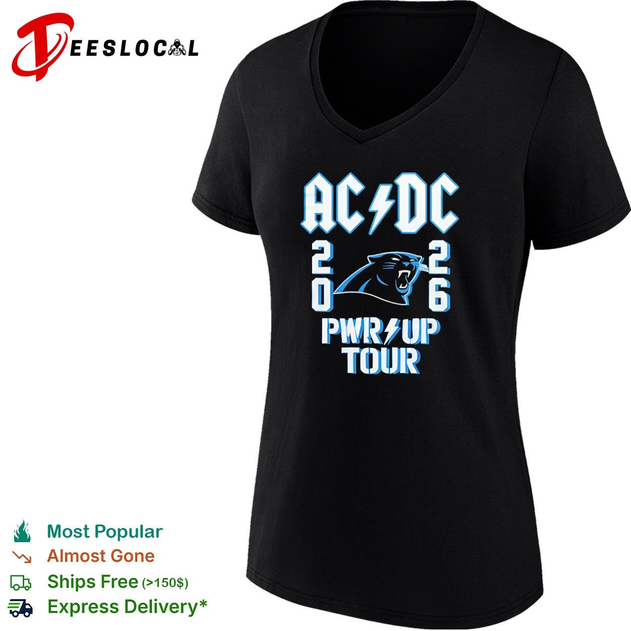 AC DC 2026 Pwr Up Tour Carolina Panthers Logo shirt