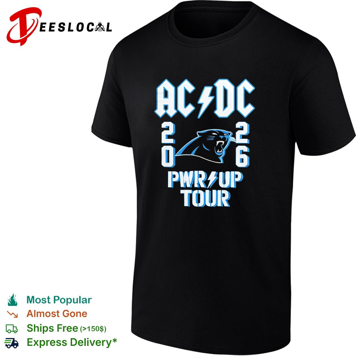 AC DC 2026 Pwr Up Tour Carolina Panthers Logo shirt