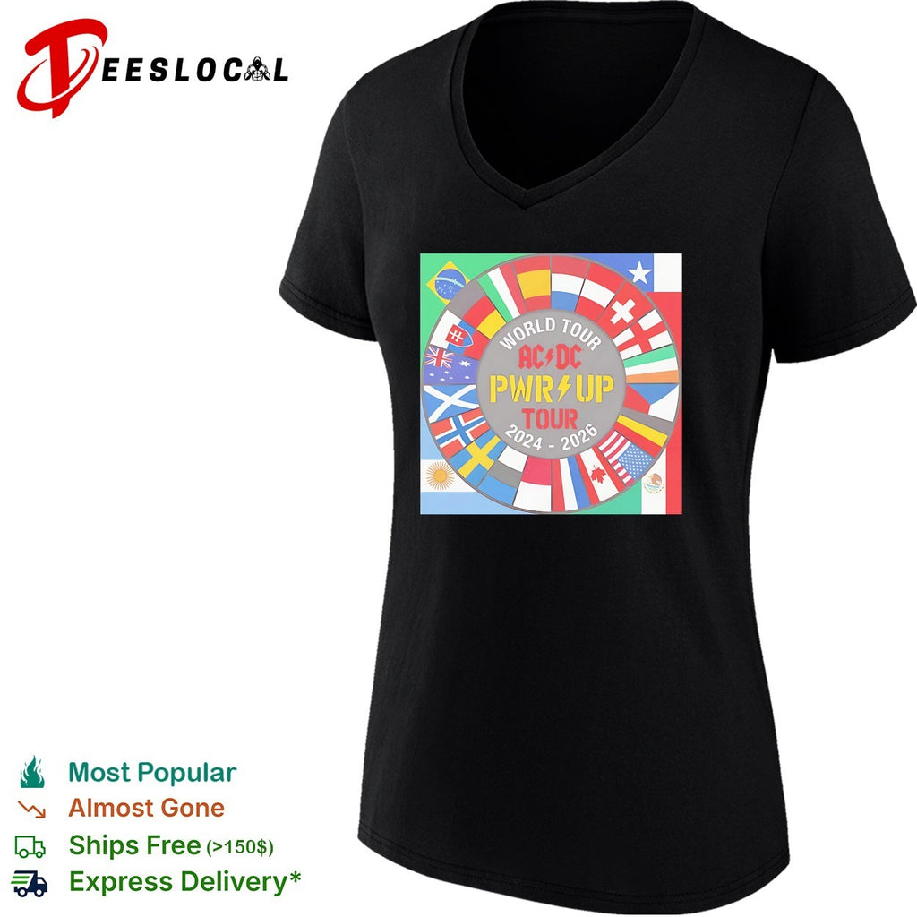 ACDC PWR UP World Tour 2024 2026 world flags shirt
