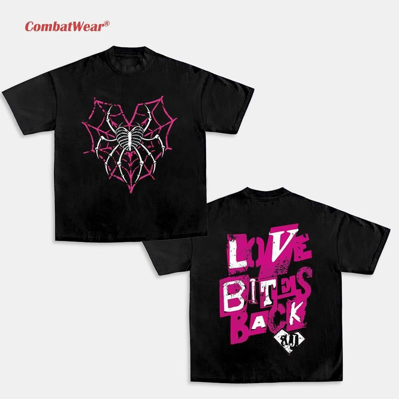AJ LEE LOVE BITES BACK SPIDER WEB TEE, Wrestling Tee, Wrestling Graphic Tee, 2025 Wrestler Shirt, Sports Shirt, Vintage...