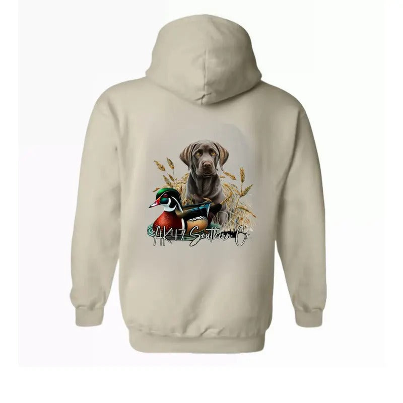 AK47 Southern Co. Hoodie – Detailed Hunting Dog and Duck Graphic, Crafted for Comfort and Durability, Perfect for Hunting...