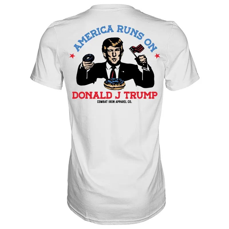 AMERICA RUN'S ON DONALD J. TRUMP MEN'S T-SHIRT, HUMOR SHIRTS, FUNNY TEE SHIRT Hoodie, Sweatshirt | RetroVerseTees.com
