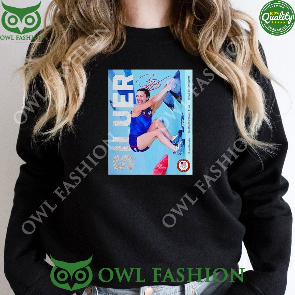 Silver Medal Brooke Raboutou Boulder And Lead Team Usa Olympic Paris 2024 Signature t Shirt