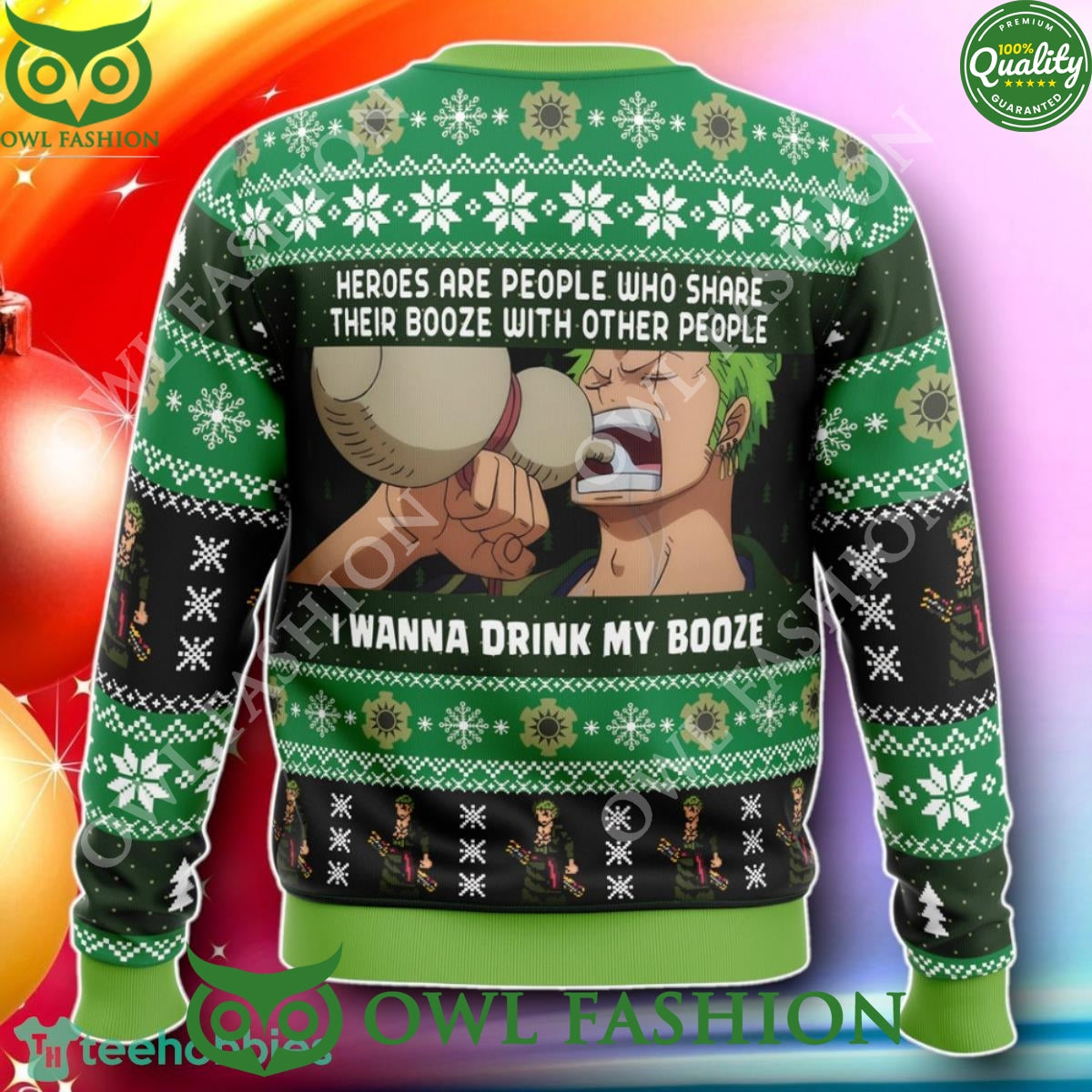 I Wanna Drink My Booze Zoro OP Pirates 2024 Christmas 3D Ugly Sweater