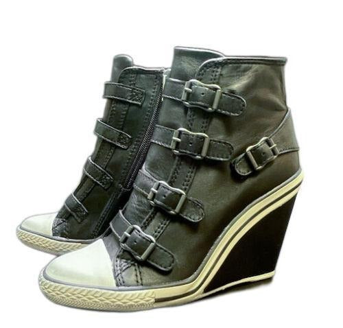 ASH Thelma Wedge Sneaker Black Leather (W) (340551) Women's Size EU 35-38 Shoe Girl Heeled Sandals Footwear T-Shirts,...