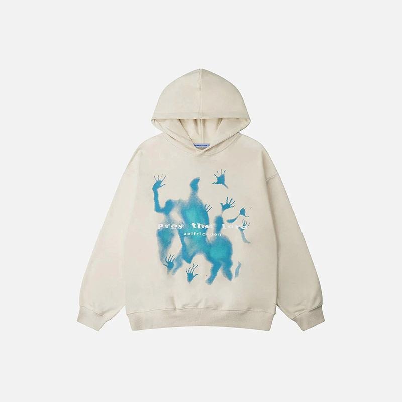 Abstract Shadow Print Unisex Streetwear Casual Cotton Hoodie Menswear Pullover Tops Sweatshirts T-Shirts | RetroVerseTees.com