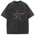 Acid Washed Shirts Five-Pointed Lightsaber brand Oversized Half Short Sleeves Casual Printed Graphic Tee Summer...