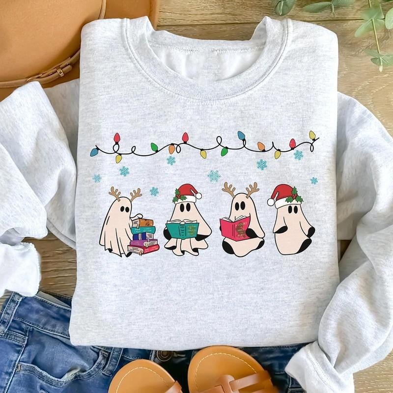 Acotar Ghost Christmas Sweatshirt, Bookish Cute Ghost Tee, Book Reader Christmas Gift, Throne Of Glass, SJM Halloween...