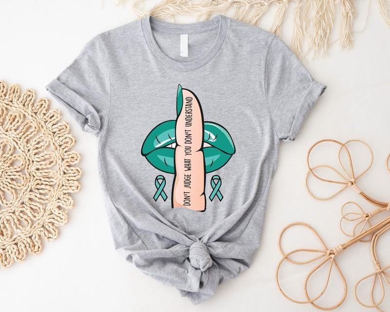 Addiction Recovery Awareness Shirt, Rehabilitation T-Shirt, Don't Judge What You Don't Understand Tee, Teal Ribbon Short...