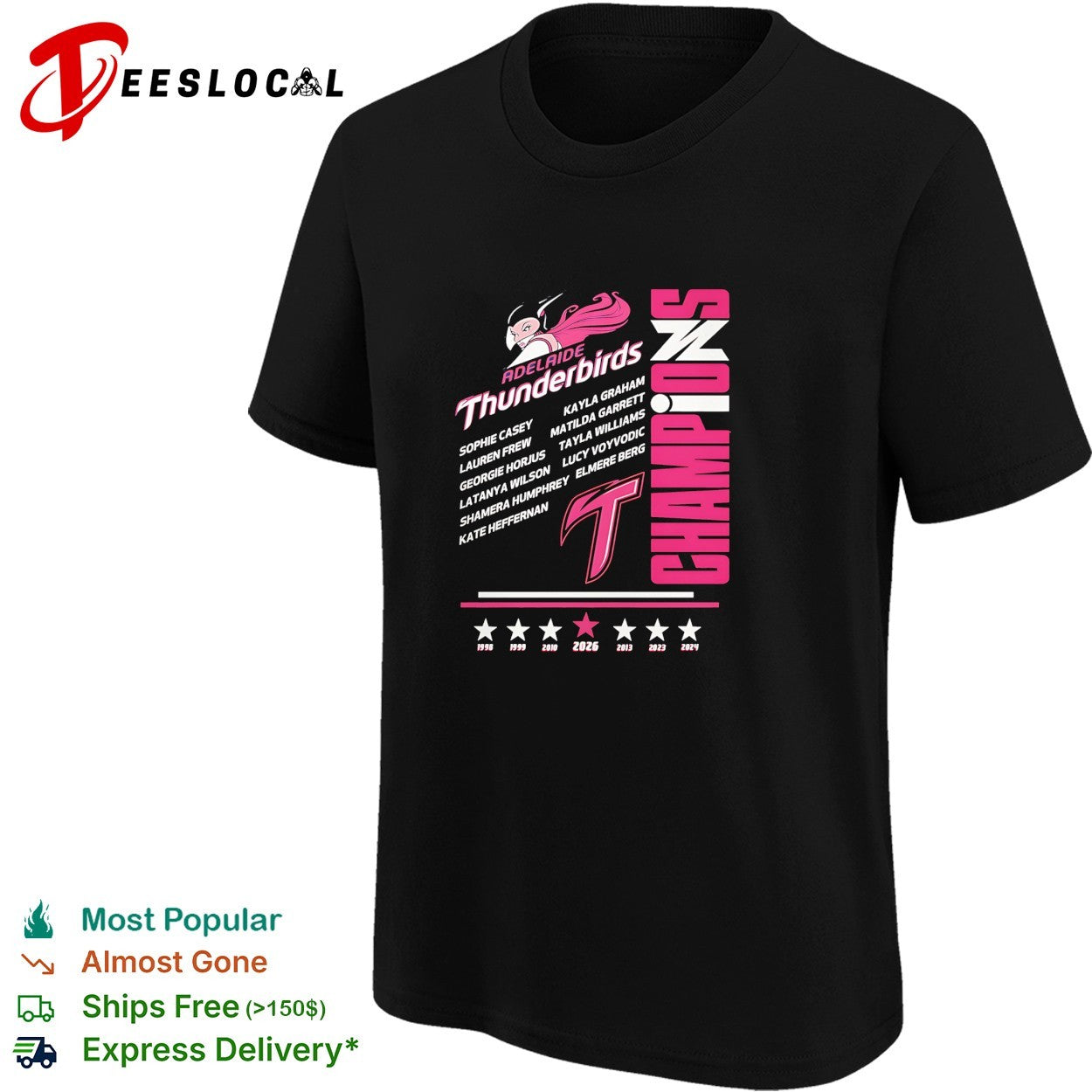 Adelaide Thunderbirds champions 2026 player names Sophie Casey Lauren Frew Georgie Horjus shirt