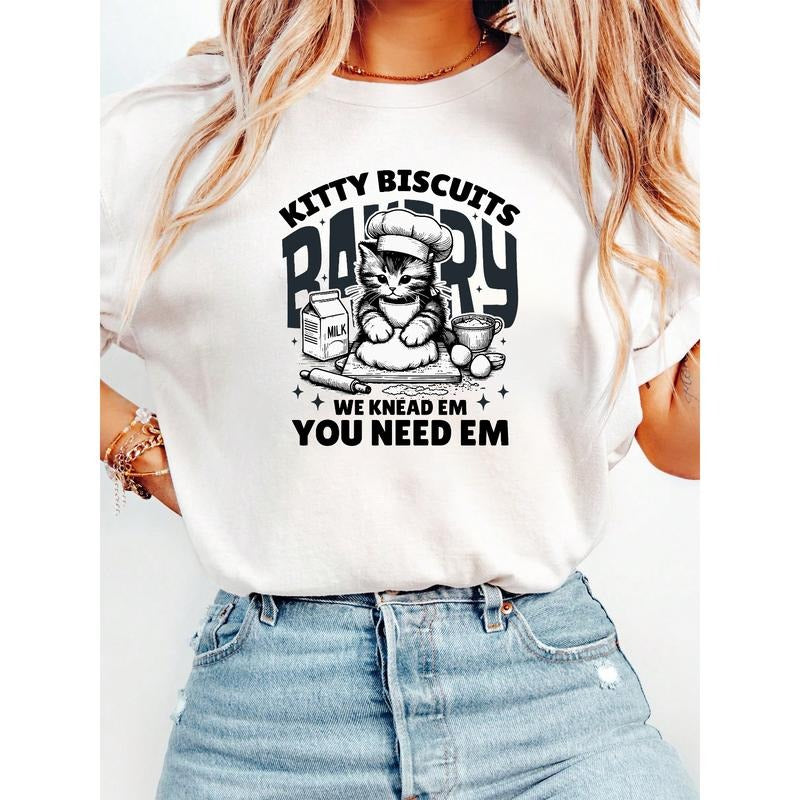 Adorable Lightsaber brand - Shirt: 'Mouthless cat Biscuits Bakery' with Cute Cat