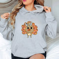 Adorable Turkey Hoodie - Cute Thanksgiving Turkey with Leopard Print Bow, Perfect for Celebrating TNF Fall Season Gunpla...