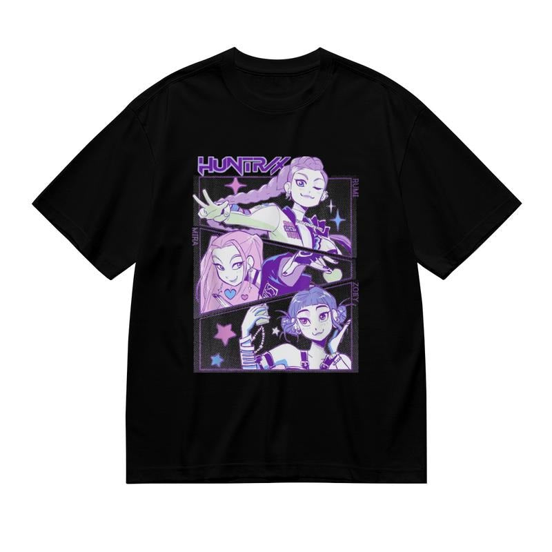 Adult unisex style Kpop Breathing styles Hunters Merch Tee - With Huntrix Graphic, Loose Fit Casual Shirt For Huntrix...