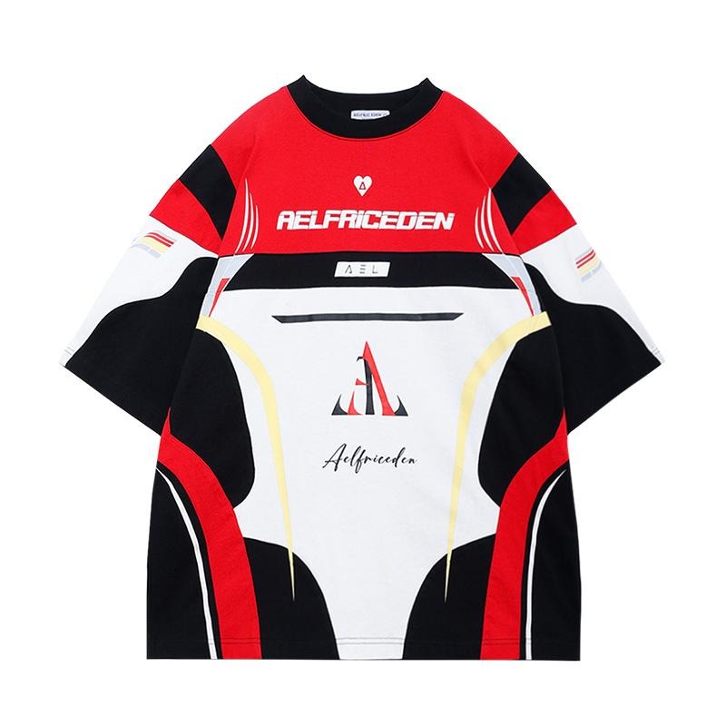Aelfric Eden Color Blocking Print Racing Tee Hoodie, Sweatshirt | RetroVerseTees.com