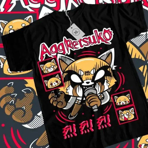 Aggretsuko T-Shirt Aggressive Retsuko Kawaii Waifu Girl Anime Shirt Tee All Size Hoodie, Sweatshirt | RetroVerseTees.com