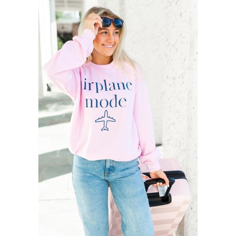'Airplane Mode' Travel Vacation Sweatshirt Women Pullover T-Shirts, Hoodie | RetroVerseTees.com