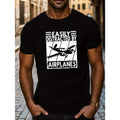 Airplane Print T-Shirts - Ultra-Soft, Relaxed Fit, Stretchy Crew Neck, Short Sleeve Tops for Men