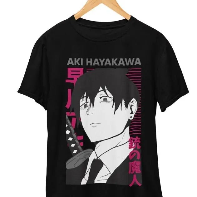 Aki Hayakawa T-Shirt, Anime Shirt, Graphic Anime Tee, Makima Shirt, Anime Lover Shirt Hoodie, Sweatshirt | RetroVerseTees.com
