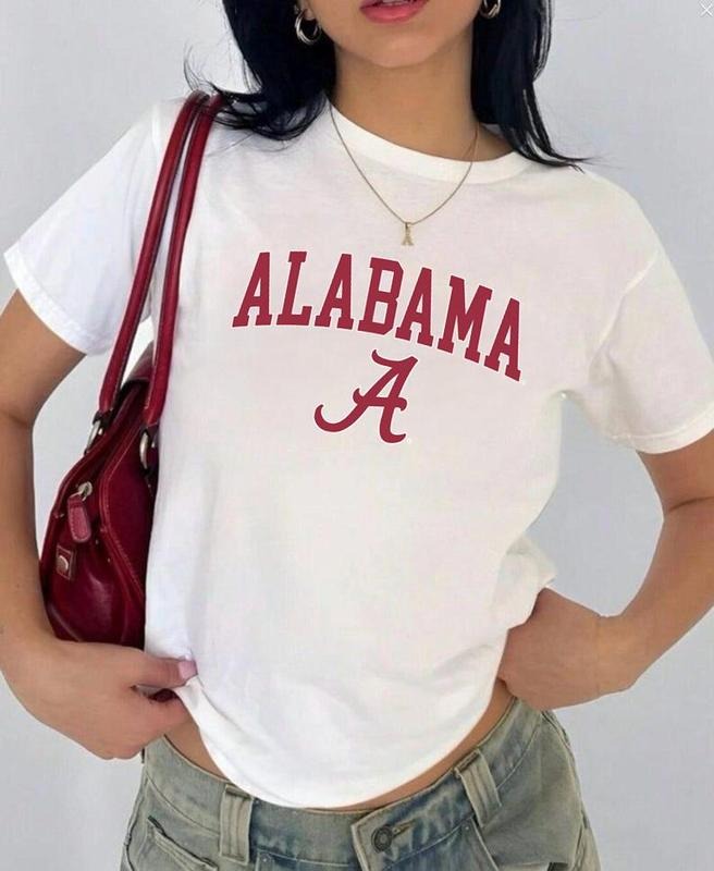 Alabama Vintage Sport Teams NCAA Collection Unisex Crewneck Black Baby Tee, Graphic Team Collection Baby Tee, Gift For...