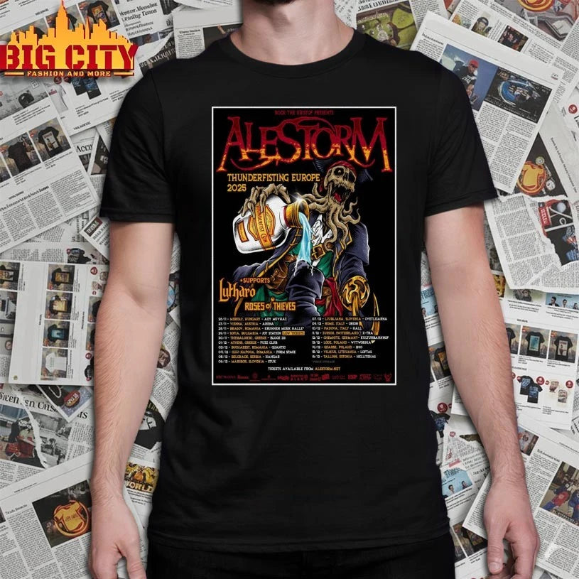 Alestorm Thunderfisting Europe 2025 Tour Poster shirt
