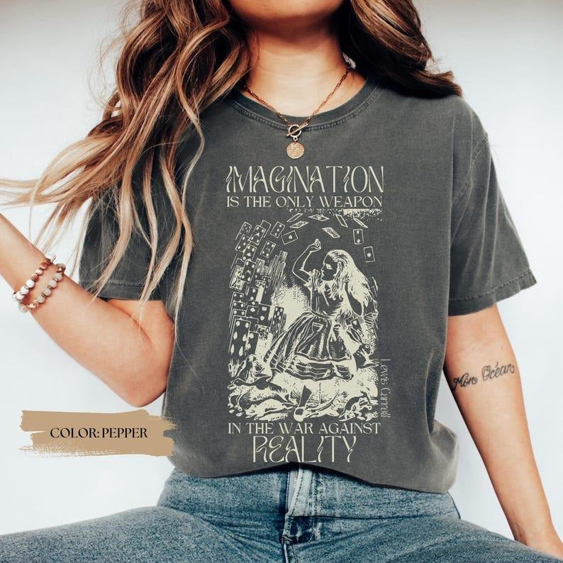 Alice's Adventures in Wonderland Bookish Shirt Lewis Carroll Fandom Merch Vintage Alice Tshirt Gift Dark Academia...