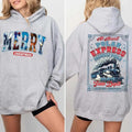 All Aboard Admit One Believe Shirt, Retro Christmas Blue Express Train Shirt, Christmas Characters Crew Neck, Gifts For...