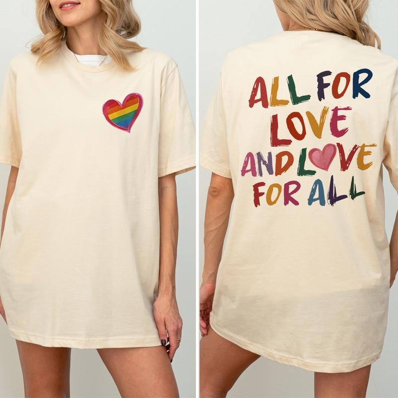 All For Love And Love For All T-Shirt, Pride Month LGBTQ T-Shirt, Pride Ally Era T-Shirt, Gay Pride Month, LGBT Gift For...