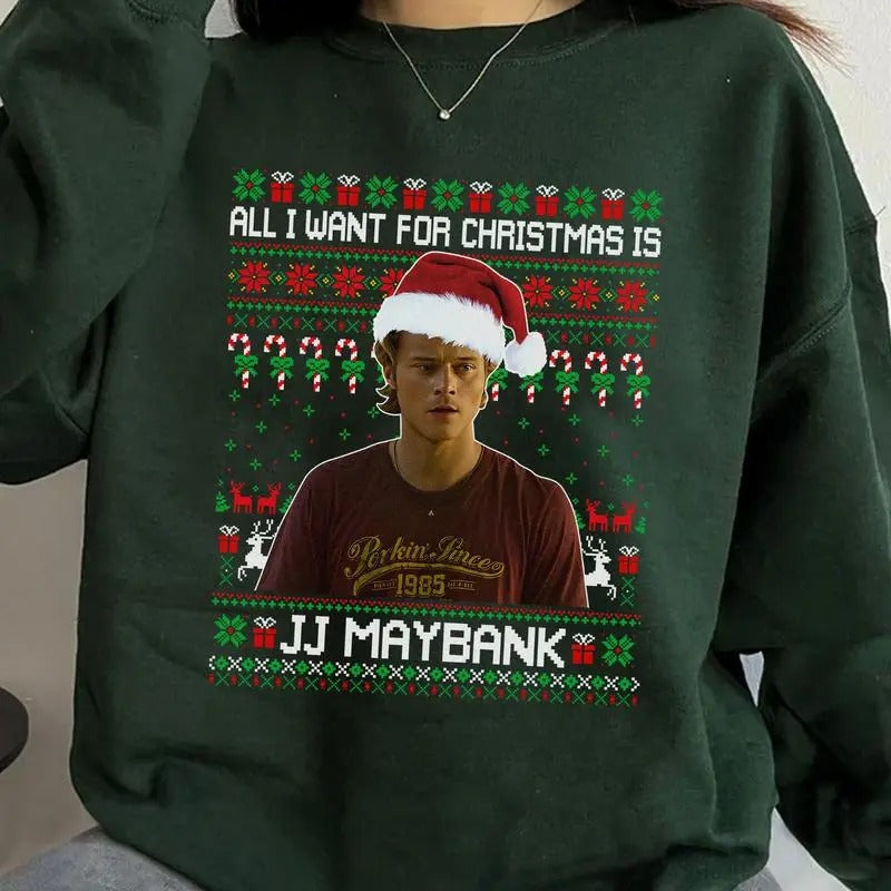 All I Want for Christmas is JJ Maybannk Sweatshirt, Funny JJ Maybannk Santa Christmas Sweatshirt T-Shirts, Hoodie