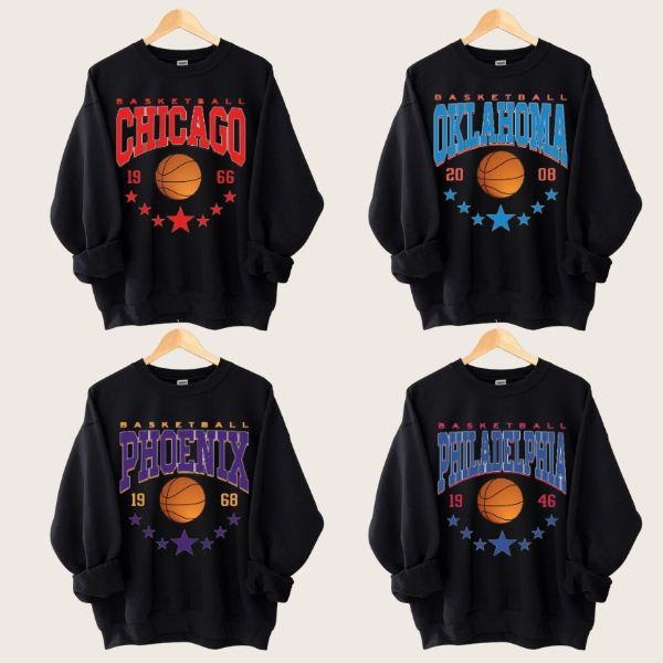 All Team Basketball Sweatshirt, Vintage Style Crewneck for Basketball shirt Fans and Gifts graphic sport team shirt Hoodie