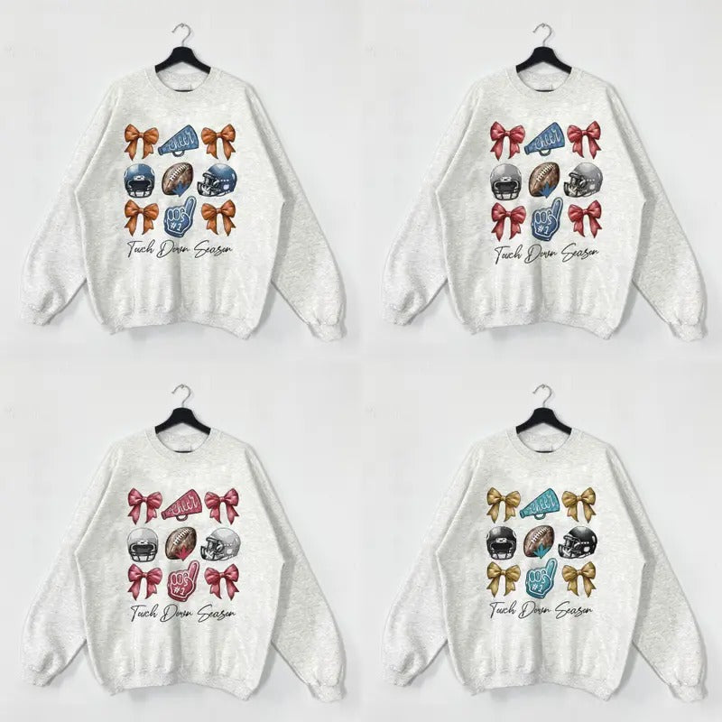 All Team Football Season Sweatshirt, Football Fan Sweatshirt, Game Day 2024 Coquette T-Shirts, Hoodie | RetroVerseTees.com