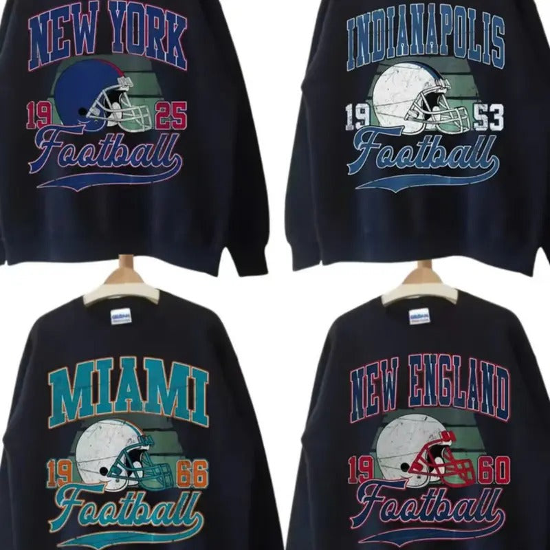 All Team Foottball Sweatshirt, Vintage Ash Grey Color Football Shirt, Classic Fit Unisex Hoodie  Sweater Long Sleeve...