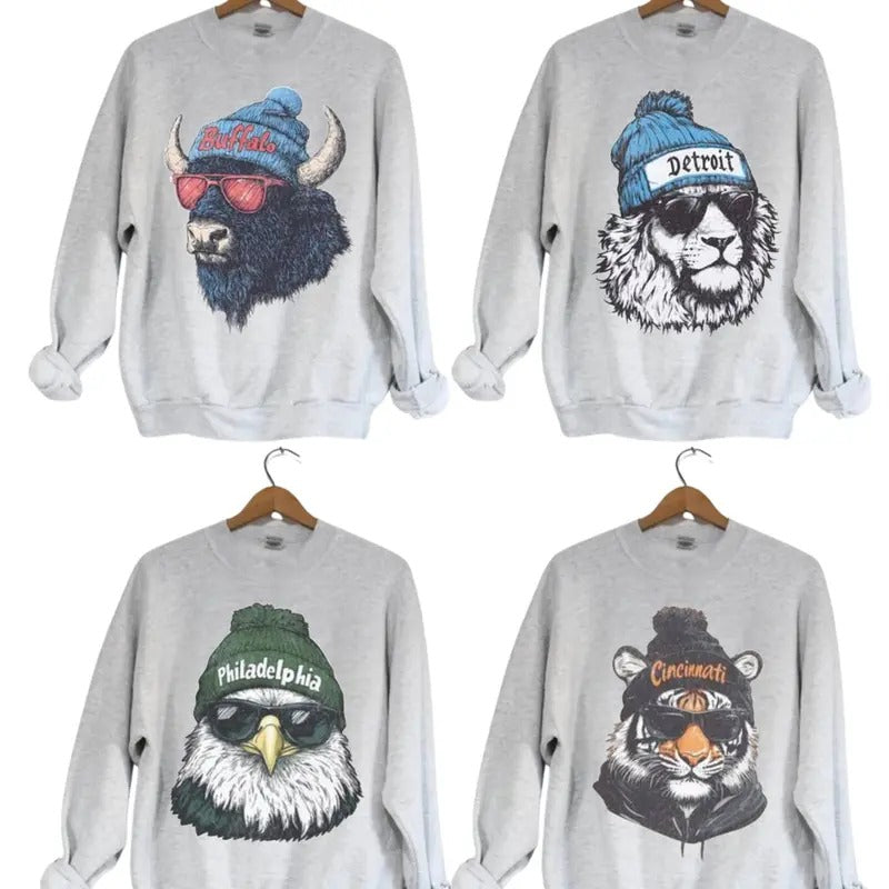 All-Team Mascot Football Ash Grey Crewneck Sweatshirt, Vintage 90s Graphic Style All Teams Football Sweatshirt team...