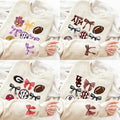 All Team NCAA Coquette Bow Football Sweatshirt, University Football SEC Sweatshirt, Gameday Tee Classic Cotton...