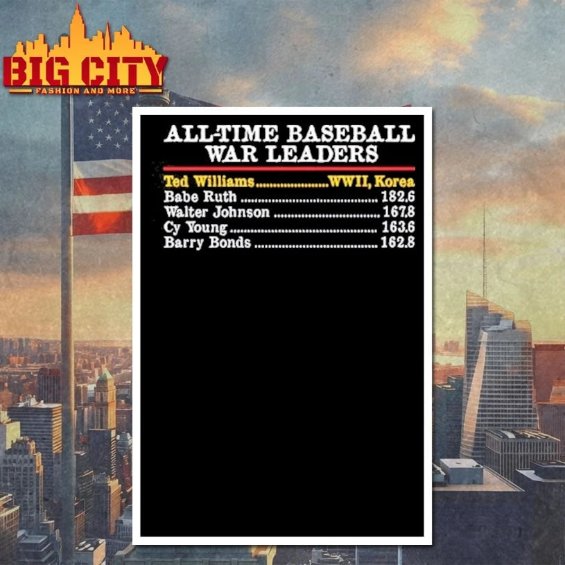 All Time Baseball WAR Leaders shirt