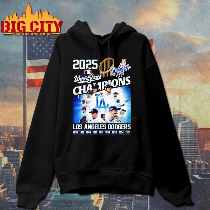 All years of championship Los Angeles Dodgers 2025 shirt