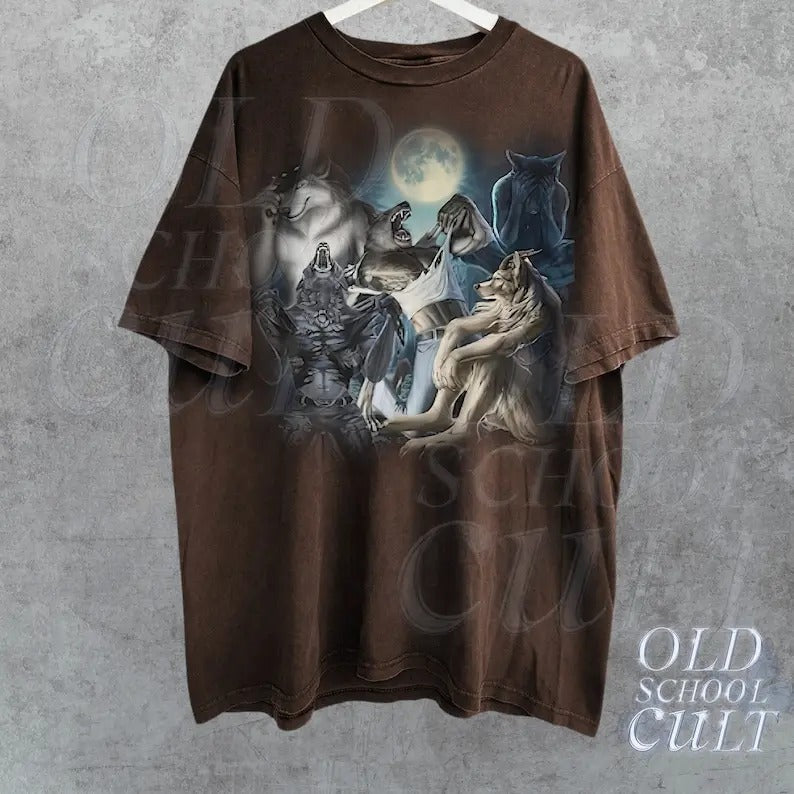 Alpha Wolf Vintage 90s T-Shirt, Retro Meme Tee, Grunge Clothing Aesthetic, Emo Silly Animal Graphic Shirt, Alpha Wolf...