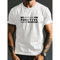 "Always Stay Positive" Lettering Printed Men'WB shield Short Sleeve Crew Neck T-Shirt - Breathable Slightly Stretch...