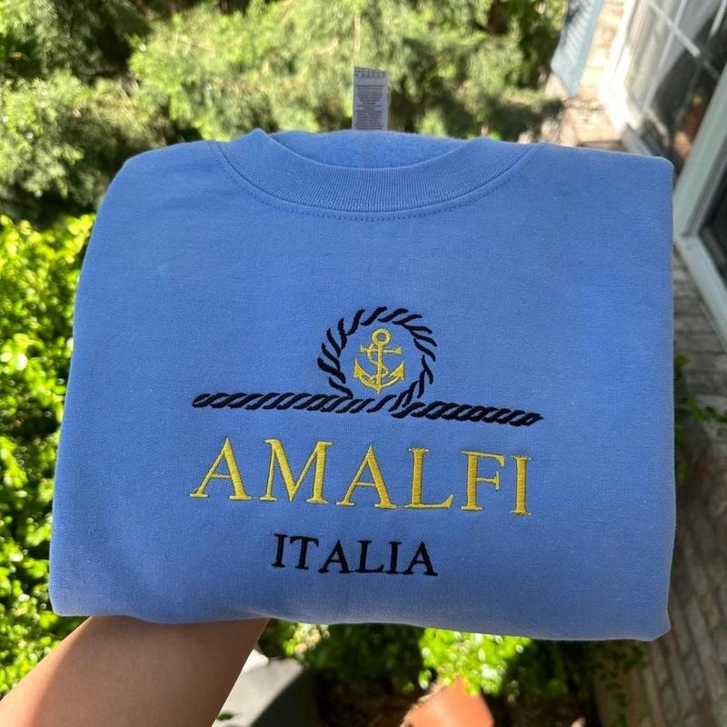 Amalfi Coast Italy embroidered sweatshirt, Italy Sweater,  Embroidery designs T-Shirts, Hoodie | RetroVerseTees.com