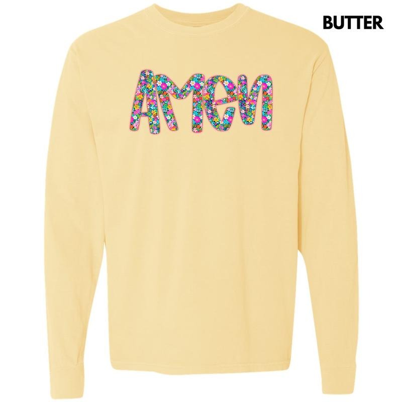 Amen Ditzy Florals Long Sleeve Comfort Colors T-Shirt 'NLB' Hoodie, Sweatshirt | RetroVerseTees.com