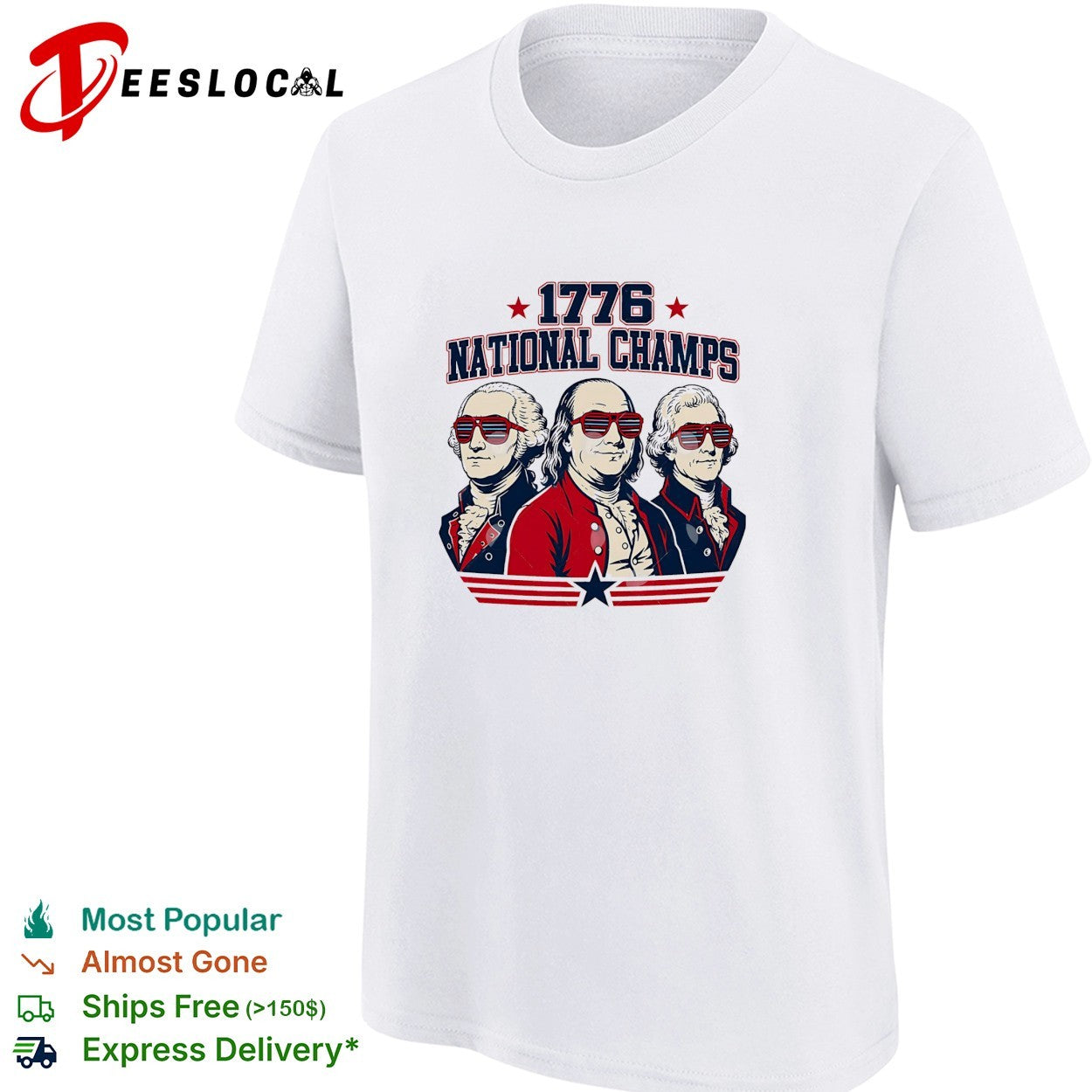 America 1776 national champs founding fathers with sunglasses shirt